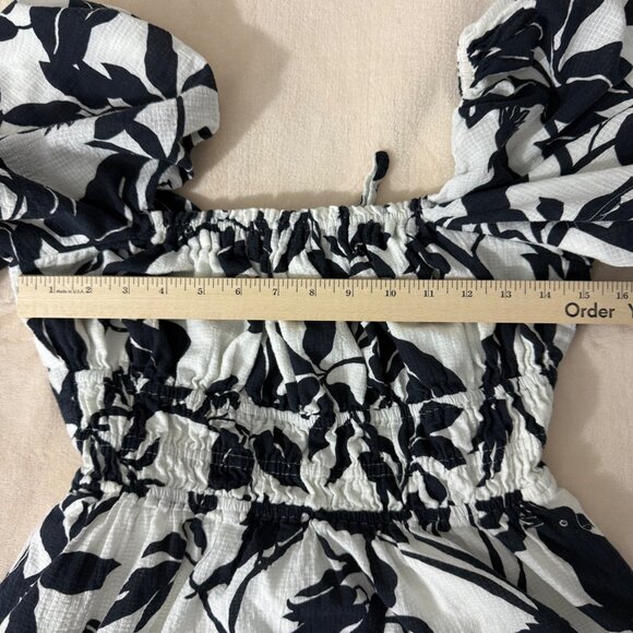Maeve By Anthropologie Dress Women's Small Puff Sleeve Mini Back Bow Bird Print - Picture 8 of 16